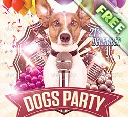 宠物俱乐部海报模板：Dogs Party Flyer